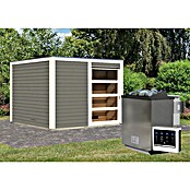 Karibu Saunahaus Cuben (9 kW Bio-Saunaofen mit externer Steuerung, Terragrau, L x B x H: 276 x 276 x 210 cm) | BAUHAUS