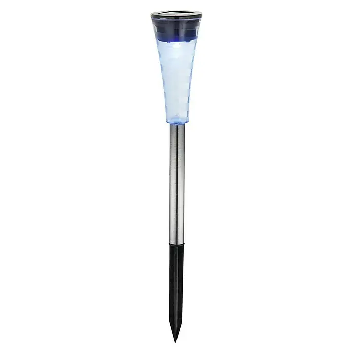 Globo Solarleuchten-Set - 0,06 W, Transparent, Silber, IP44 - Solar-Gartenleuchte: Elegante Solarleuchte aus Edelstahl mit weißem Lampenschirm und Erdspieß für den Außenbereich.
