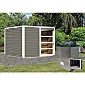 Karibu Saunahaus Cuben (9 kW Saunaofen mit externer Steuerung, Terragrau, L x B x H: 276 x 276 x 210 cm) | BAUHAUS