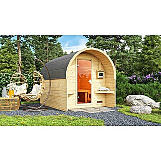 Karibu Fasssauna Set (L x B x H: 295 x 219 x 229 cm, 9 kW Saunaofen mit externer Steuerung)