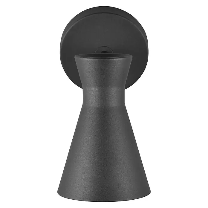 Reality Leuchten Enzo Wandleuchte - 10 W, L x B x H: 29,2 x 11,5 x 16,5 cm, Schwarz, E27 - Dunkelgraue konische Wandleuchte mit runder Basis, geeignet für den Außenbereich.