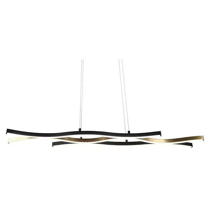 Trio Leuchten Blaze LED-Pendelleuchte - 35 W, L x B x H: 15,5 x 107,5 x 150 cm, Messing matt/Schwarz, Mehrfarbig - Elegante, gewellte Pendelleuchte in Schwarz-Gold mit leuchtenden LED-Streifen.