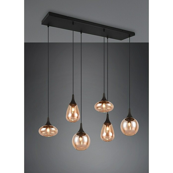 Trio Leuchten Lumina Pendelleuchte (6 Stk., 240 W, L x B x H: 34,5 x 93,8 x 150 cm, Amber, Schwarz, E14) | BAUHAUS