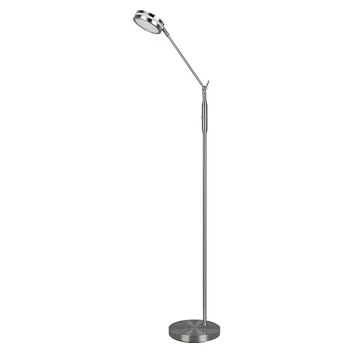 Trio Leuchten Franklin LED-Stehleuchte - 6 W, Höhe: 133 cm, Nickel, Mehrfarbig - Stehleuchte aus gebürstetem Metall mit rundem LED-Kopf und Sockel.