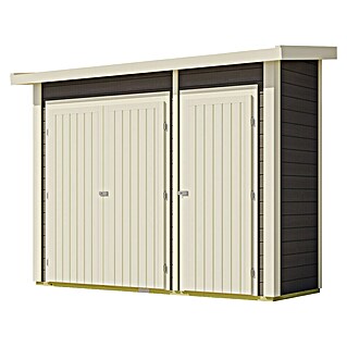 Karibu Geräteschrank (Außenbreite inkl. Dachüberstand: 291 cm, Außentiefe inkl. Dachüberstand: 110 cm, Holz, Terragrau)