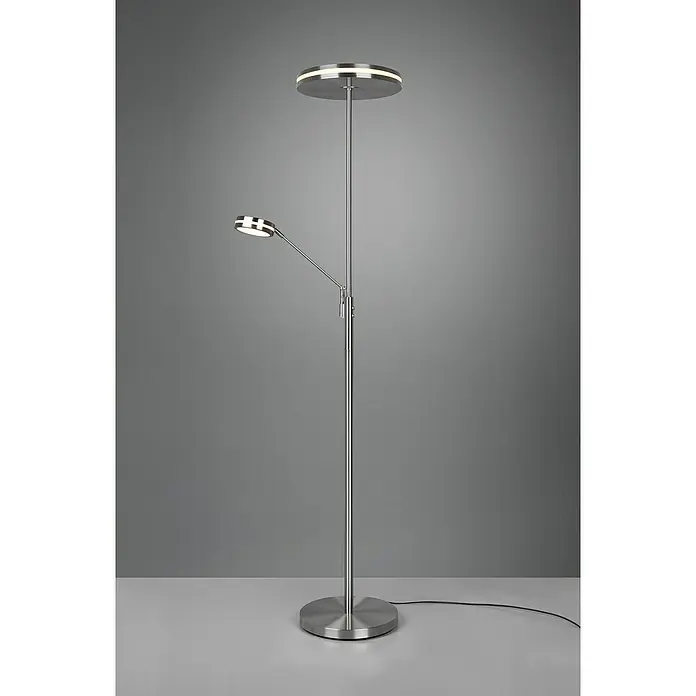 Trio Leuchten Franklin LED-Stehleuchte - 35 W, Höhe: 181 cm, Nickel, Mehrfarbig - Elegante Stehlampe mit zwei Leuchten. Die Lampe verfügt über ein modernes Design und ist ideal für Wohn- oder Arbeitsbereiche.