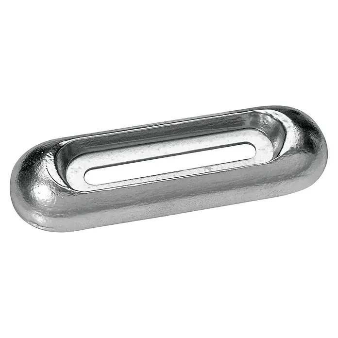 Talamex Rumpfanode - Aluminium, 550 g, Süß- & Brackwasser, 200 x 65 x 35 mm, Schrauben - Silberner Langloch-Pad-Eye zur Befestigung von Ausrüstung an Booten und anderen Oberflächen, robust und langlebig.