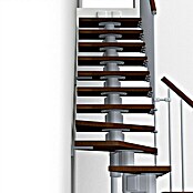 Fontanot Arké Escalera principal Kompact 89 (Ancho: 89 cm, Gris metálico, En espiral 1/4, Color peldaños: Haya oscura, Altura de planta: 191 - 303 cm)