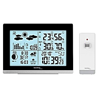 Technoline Funkwetterstation WS 6762 (Digitales Display, Batteriebetrieben, Schwarz/Silber)