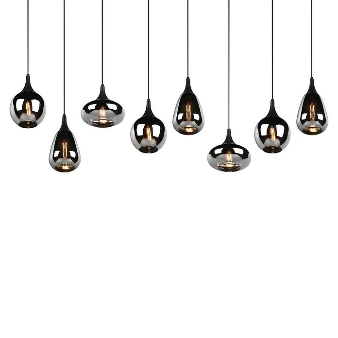 Trio Leuchten Lumina Pendelleuchte (8 Stk., 320 W, L x B x H: 34,5 x 121 x 150 cm, Chrom, Schwarz, E14) | BAUHAUS