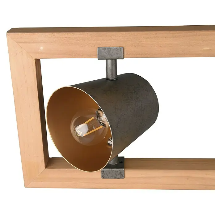 Trio Leuchten Bell Pendelleuchte - 100 W, L x B x H: 21 x 100 x 150 cm, Nickel-antik/Holz, E14 - Stilvolle Deckenleuchte mit Holzrahmen und verstellbarem Metalleuchte für gezielte Beleuchtung.