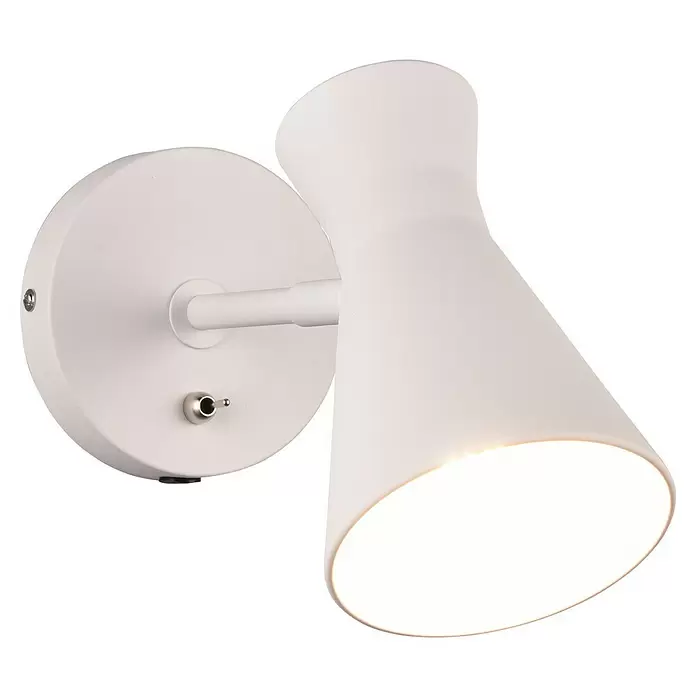Reality Leuchten Enzo Wandleuchte - 10 W, L x B x H: 29,2 x 11,5 x 16,5 cm, Weiß, E27 - Weiße moderne Wandleuchte mit konischem Schirm und Kippschalter, strahlt helles Licht aus.