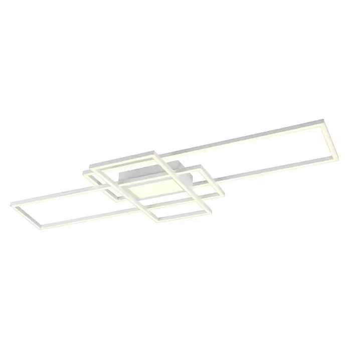 Trio Leuchten LED-Deckenleuchte Irvine - 60 W, L x B x H: 42 x 105 x 6,5 cm, Weiß, Mehrfarbig - Moderne weiße LED-Deckenleuchte mit sich kreuzenden rechteckigen Rahmen.
