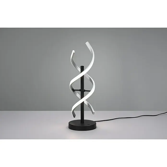 Trio Leuchten Sequence LED-Tischleuchte - 20 W, Aluminium gebürstet/Schwarz, Mehrfarbig - Moderne LED-Tischleuchte mit spiralförmigem Design. Die Lampe besticht durch ihr minimalistisches Aussehen und ihre elegante Ausstrahlung.