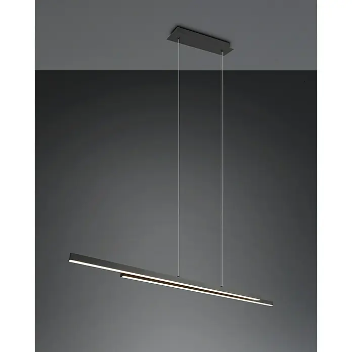 Reality Leuchten LED-Pendelleuchte Odio - 22 W, L x B x H: 8,5 x 110 x 150 cm, Schwarz, Warmweiß - Eine moderne, graue LED-Hängeleuchte mit minimalistischem Design und feinen Lichtlinien. Ideal für stilvolle Innenräume.
