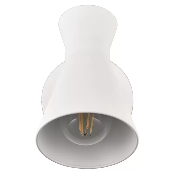 Reality Leuchten Enzo Wandleuchte - 10 W, L x B x H: 29,2 x 11,5 x 16,5 cm, Weiß, E27 - Weiße Wandleuchte mit ausgestelltem Schirm und sichtbarer LED-Filamentbirne.