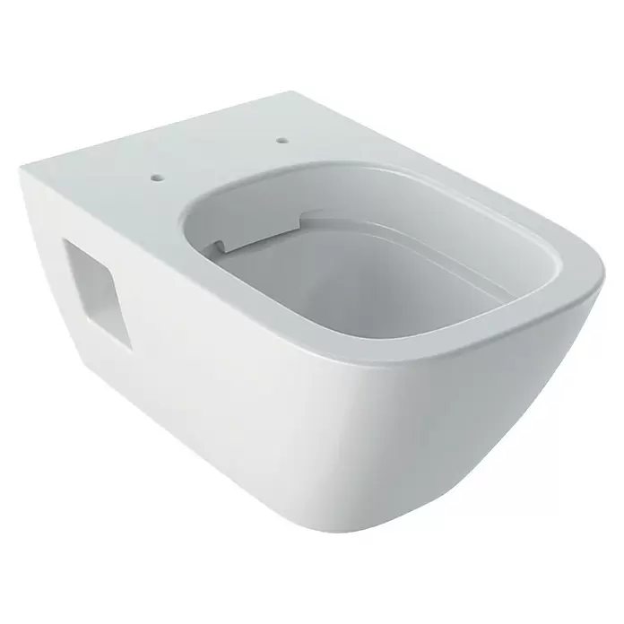 Geberit Renova Plan Wand-WC - Spülrandlos, Ohne Spezialglasur, Spülform: Tief, WC Abgang: Waagerecht, Weiß, Teilgeschlossenes Design - Moderne weiße Keramik-Wand-WC-Schüssel für zeitgenössische Badezimmer.