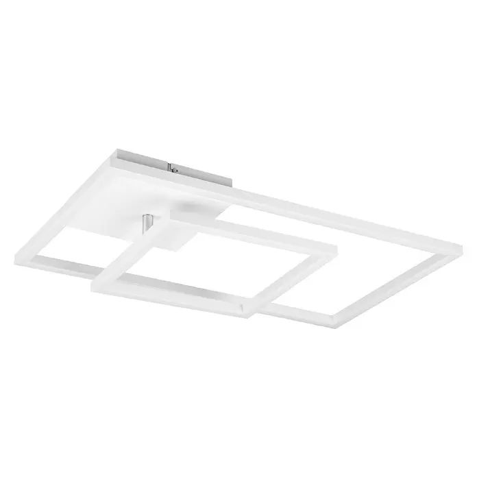 Reality Leuchten LED-Deckenleuchte Padella - 25 W, L x B x H: 37 x 63,5 x 7,5 cm, Weiß, Neutralweiß - Moderne weiße LED-Deckenleuchte mit quadratischen Geometrie-Rahmen und Metallhalterung.