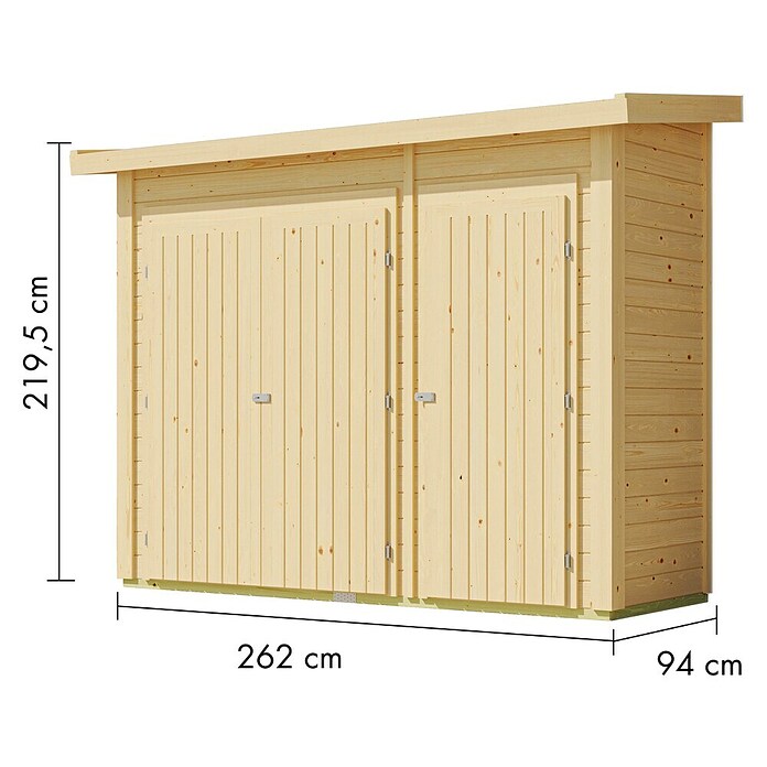 Karibu Geräteschrank (Außenbreite inkl. Dachüberstand: 291 cm, Außentiefe inkl. Dachüberstand: 110 cm, Holz, Natur) | BAUHAUS