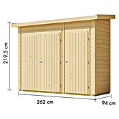 Karibu Geräteschrank (Außenbreite inkl. Dachüberstand: 291 cm, Außentiefe inkl. Dachüberstand: 110 cm, Holz, Natur) | BAUHAUS