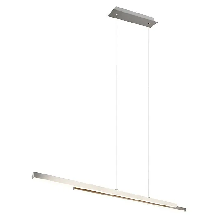 Reality Leuchten LED-Pendelleuchte Odio - 22 W, L x B x H: 8,5 x 110 x 150 cm, Nickel, Warmweiß - Moderne Pendelleuchte mit schlankem Design. Die Leuchte ist aus Metall gefertigt und hat eine lange, schmale Form, die für eine elegante Optik sorgt.
