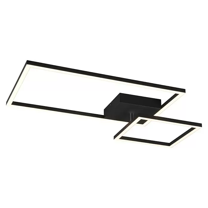 Reality Leuchten LED-Deckenleuchte Padella - 25 W, L x B x H: 37 x 63,5 x 7,5 cm, Schwarz, Neutralweiß - Moderne schwarze LED-Deckenleuchte mit zwei ineinandergreifenden rechteckigen Rahmen für helles, gleichmäßiges Licht.