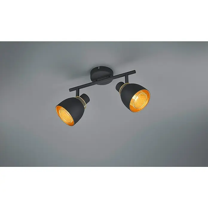 Reality Leuchten Punch Deckenstrahler - 2 Stk., 20 W, L x B x H: 10 x 28,5 x 20 cm, Schwarz/Gold, E14 - Die Deckenleuchte mit zwei Strahlern in Schwarz und Gold sorgt für eine stilvolle Beleuchtung.