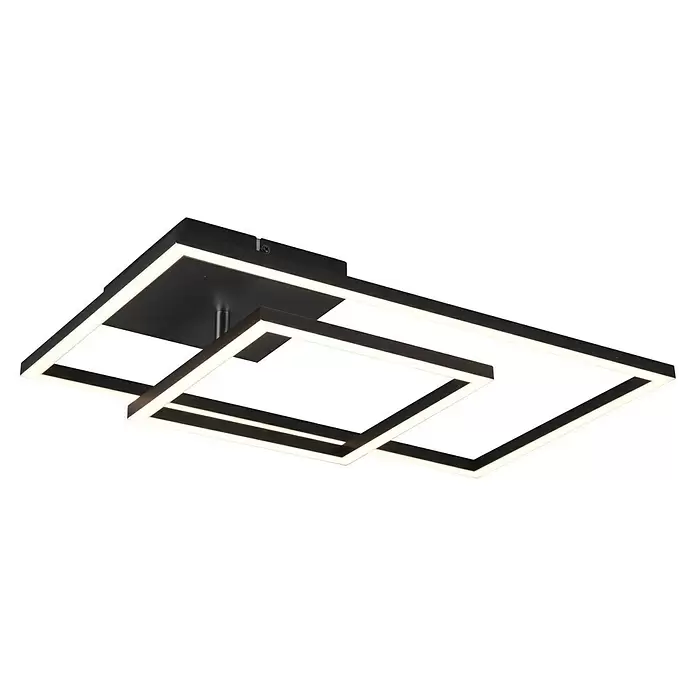Reality Leuchten LED-Deckenleuchte Padella - 25 W, L x B x H: 37 x 63,5 x 7,5 cm, Schwarz, Neutralweiß - Moderne schwarze LED-Deckenleuchte mit ineinandergreifenden rechteckigen Rahmen.