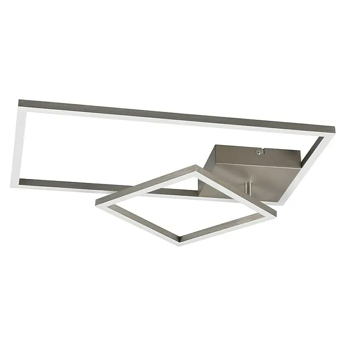Reality Leuchten LED-Deckenleuchte Padella - 25 W, L x B x H: 37 x 63,5 x 7,5 cm, Nickel, Neutralweiß - Moderne LED-Deckenleuchte mit geometrischen Formen, ideal für zeitgenössische Wohnräume und Büros.