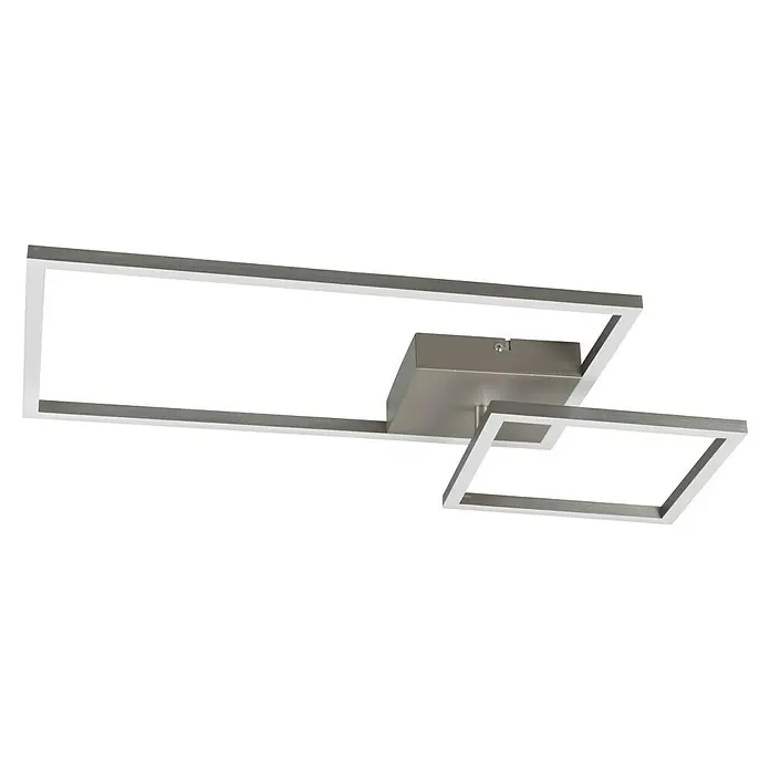 Reality Leuchten LED-Deckenleuchte Padella - 25 W, L x B x H: 37 x 63,5 x 7,5 cm, Nickel, Neutralweiß - Moderne LED-Deckenleuchte mit rechteckigem Design und silberner Oberfläche, ideal für stilvolle Innenräume.\n