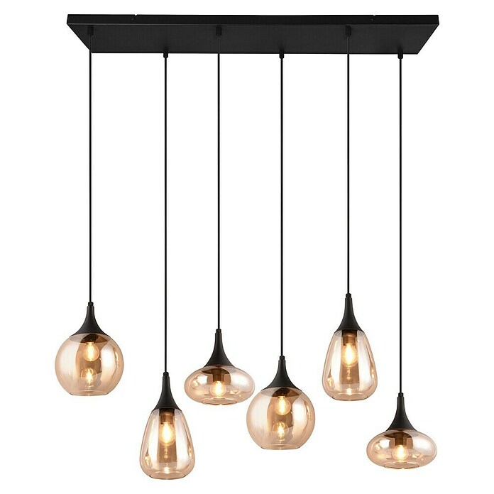 Trio Leuchten Lumina Pendelleuchte (6 Stk., 240 W, L x B x H: 34,5 x 93,8 x 150 cm, Amber, Schwarz, E14) | BAUHAUS