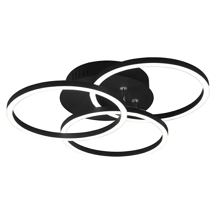 Reality Leuchten LED-Deckenleuchte Circle - 27 W, L x B x H: 43,5 x 43,5 x 9,5 cm, Schwarz, Mehrfarbig - Moderne schwarze LED-Deckenleuchte mit mehreren leuchtenden Ringen.