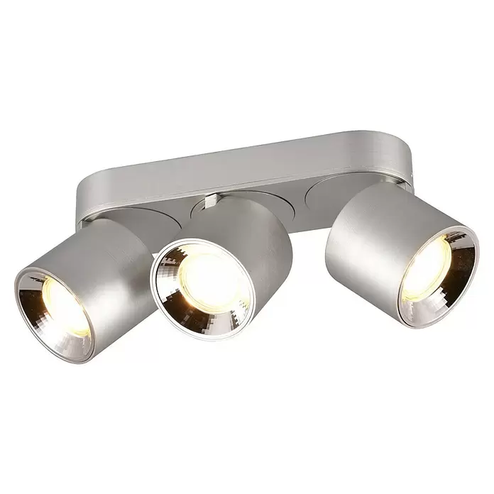 Trio Leuchten Deckenstrahler GUAYANA - 30 W, L x B x H: 8,7 x 27,3 x 12 cm, Nickel, GU10, Anzahl Leuchtmittel: 3 Stk. - Gebürsteter silberner Deckenstrahler mit drei leuchtenden Lampen.