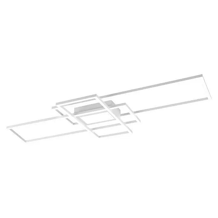 Trio Leuchten LED-Deckenleuchte Irvine - 60 W, L x B x H: 42 x 105 x 6,5 cm, Weiß, Mehrfarbig - Weiße moderne LED-Deckenleuchte mit miteinander verbundenen rechteckigen Rahmen.