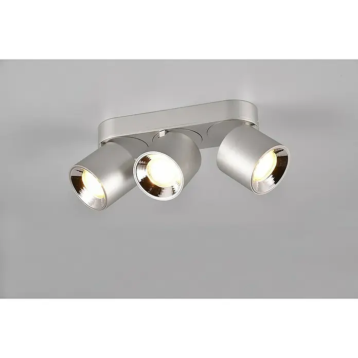 Trio Leuchten Deckenstrahler GUAYANA - 30 W, L x B x H: 8,7 x 27,3 x 12 cm, Nickel, GU10, Anzahl Leuchtmittel: 3 Stk. - Die moderne Deckenleuchte mit drei schwenkbaren Spots sorgt für eine flexible und stilvolle Beleuchtung in jedem Raum. Das schlichte Design passt gut.