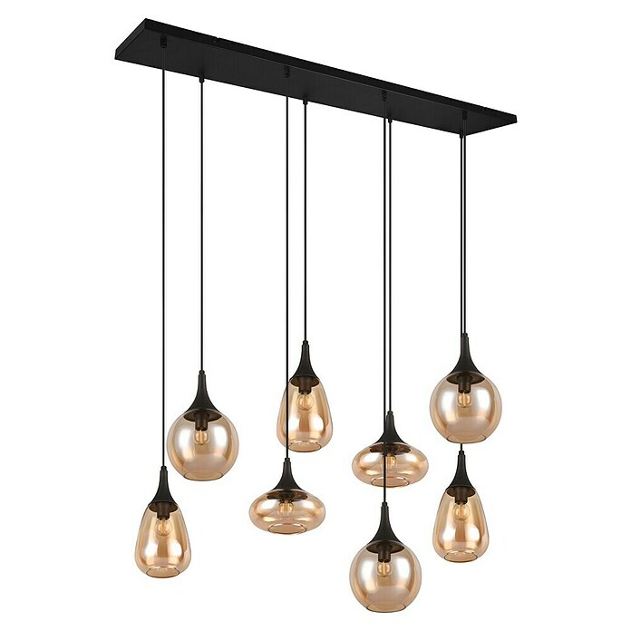 Trio Leuchten Lumina Pendelleuchte (8 Stk., 320 W, L x B x H: 34,5 x 121 x 150 cm, Amber, Schwarz, E14) | BAUHAUS