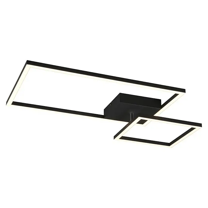 Reality Leuchten LED-Deckenleuchte Padella - 25 W, L x B x H: 63,5 x 37 x 7,5 cm, Schwarz, Warmweiß - Moderne LED-Deckenleuchte mit rechteckigem Design. Perfekt für stilvolle Beleuchtung in jedem Raum.