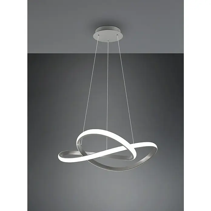 Reality Leuchten Course LED-Pendelleuchte - 27 W, Nickel, Neutralweiß - Moderne LED-Hängeleuchte mit geschwungenem Design. Elegante Beleuchtung für Esszimmer oder Wohnbereich, sorgt für angenehmes Licht.