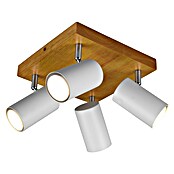 Trio Leuchten Marley Deckenstrahler (140 W, L x B x H: 22 x 22 x 16 cm, Weiß/Holz, GU10, 4 Stk.) | BAUHAUS