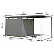 Karibu Gerätehaus Callisto 2 (Außenmaß inkl. Dachüberstand (B x T): 456 x 242 cm, Metall, Staubgrau) | BAUHAUS