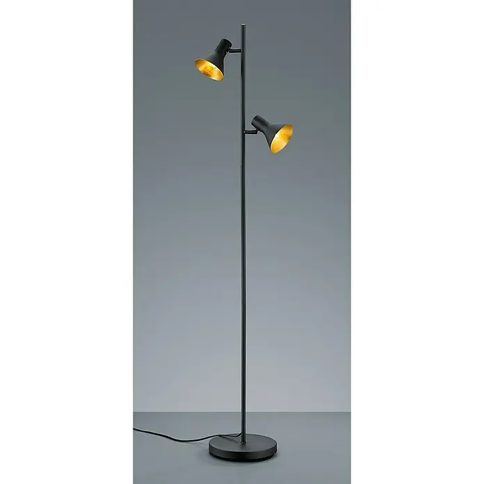 Reality Leuchten Nina Stehleuchte - 56 W, Höhe: 144 cm, Schwarz, Gold, E14 - Stehleuchte mit zwei goldenen Innenleuchten und schwarzer Aussenfläche. Das elegante Design beleuchtet jeden Raum stilvoll.