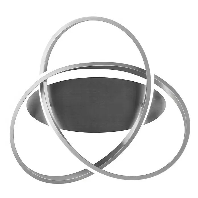Reality Leuchten Course LED-Deckenleuchte - 18 W, Nickel, Neutralweiß - Moderne Deckenleuchte mit drei ineinandergreifenden ovalen Ringen aus gebürstetem Silber und integriertem weißen LED-Licht.