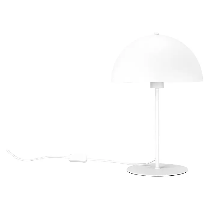 Trio Leuchten Tischleuchte rund Nola - 40 W, Ø x H: 30 x 45 cm, Weiß matt, E27 - Weiße Tischleuchte mit kuppelförmigem Schirm und Schnurschalter am Kabel.