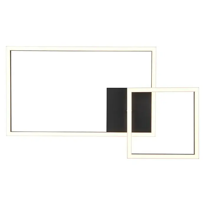 Reality Leuchten LED-Deckenleuchte Padella - 25 W, L x B x H: 63,5 x 37 x 7,5 cm, Schwarz, Warmweiß - Wandleuchte mit geometrischen Formen, bestehend aus einem Rechteck und einem Quadrat. Ideal für modernes Design.