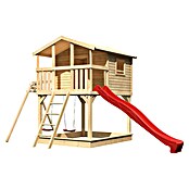 Karibu Kinderspielturm Benjamin (L x B x H: 244 x 198 x 309 cm, Naturbelassen, Mit roter Rutsche) | BAUHAUS