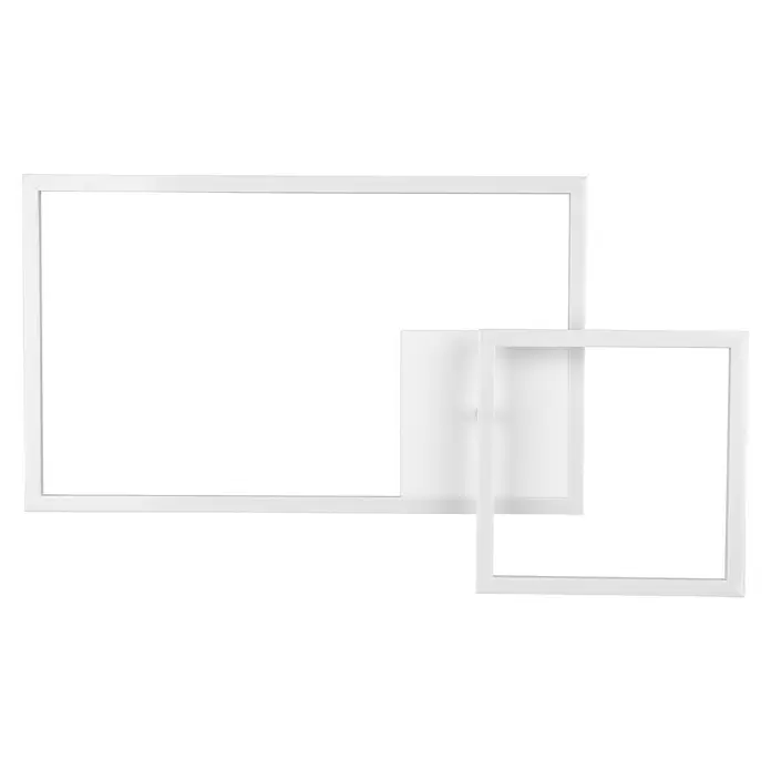 Reality Leuchten LED-Deckenleuchte Padella - 25 W, L x B x H: 37 x 63,5 x 7,5 cm, Weiß, Neutralweiß - Drei weiße, überlappende Bilderrahmen, darunter ein rechteckiger, ein quadratischer und ein tiefer Kastenrahmen.