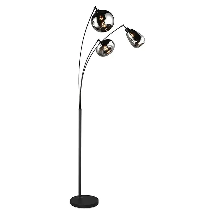 Trio Leuchten Lumina Stehleuchte - 30 W, Höhe: 200 cm, Schwarz, Chrom, E14 - Elegante Stehlampe mit drei Leuchtenarmen und kugelförmigen Lampenschirmen in Chromoptik. Perfekt für modernes Ambiente.