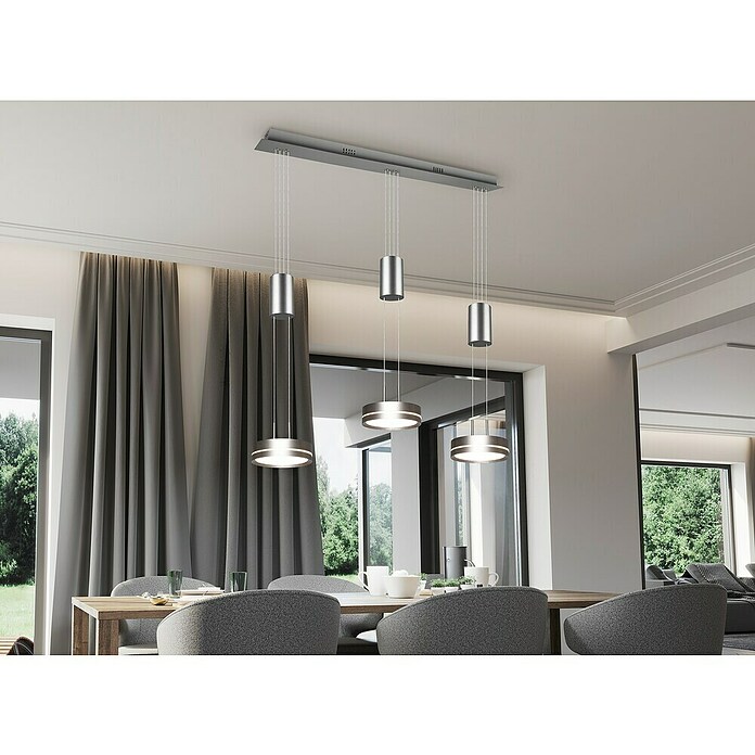 Trio Leuchten Franklin LED-Pendelleuchte (27 W, L x B x H: 14 x 85 x 150 cm, Nickel, Warmweiß) | BAUHAUS