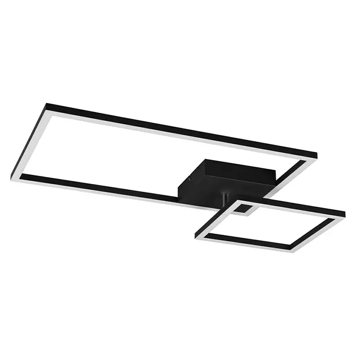 Reality Leuchten LED-Deckenleuchte Padella - 25 W, L x B x H: 63,5 x 37 x 7,5 cm, Schwarz, Warmweiß - Moderne LED-Deckenleuchte mit rechteckigem Design in Schwarz und Weiß. Perfekt für eine stilvolle Beleuchtung im Wohnraum.