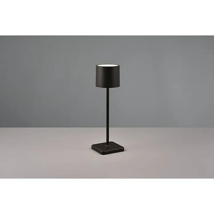 Reality Leuchten Akku-Tischleuchte FERNANDEZ - 1 W, L x B x H: 12,5 x 12,5 x 38 cm, Schwarz, Mehrfarbig - Schwarze, schlanke Tischleuchte mit zylindrischem Schirm, die ein helles, nach oben gerichtetes Licht abgibt und eine moderne Note verleiht.